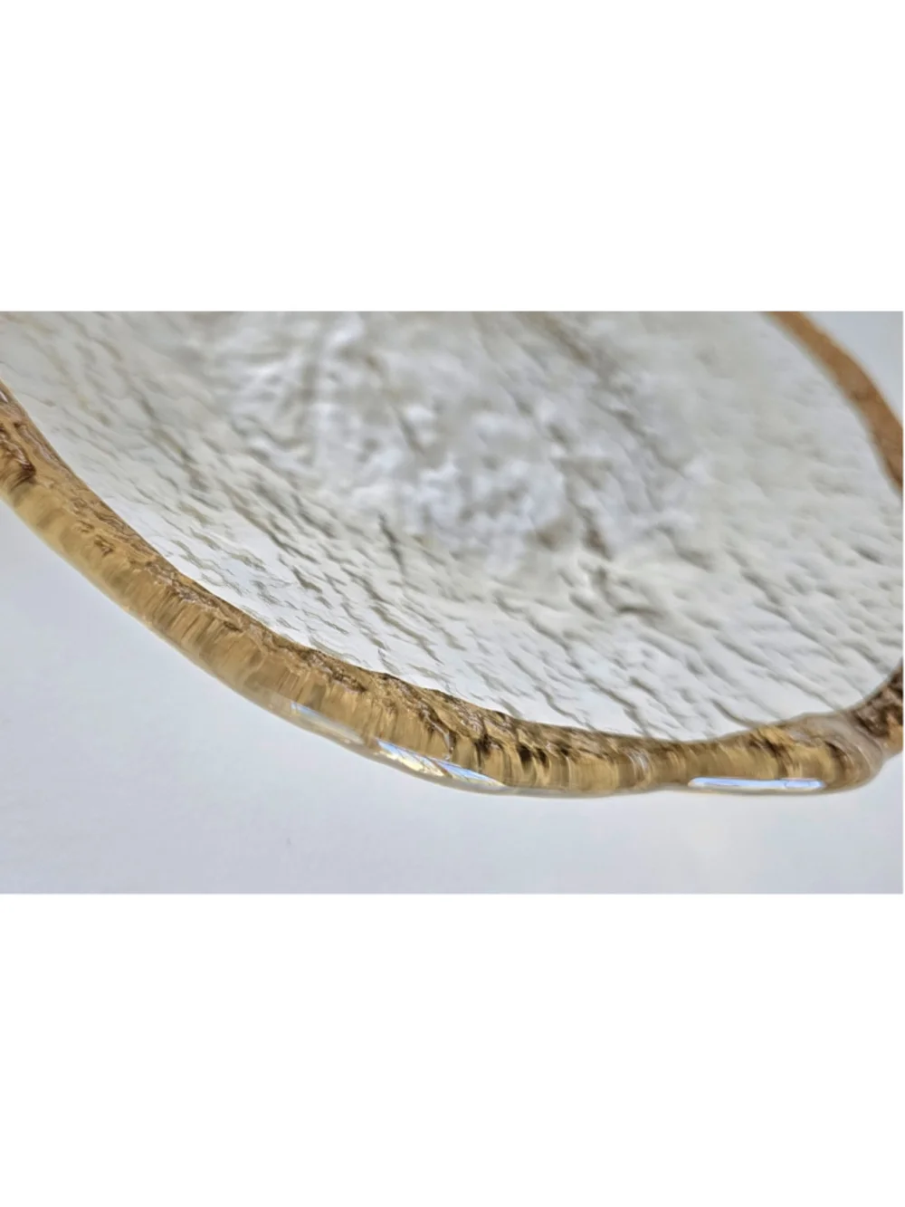 Vintage IVV Glacier Italy 10” Dinner Plate Textured Art Glass 10K Gold Trim MCM